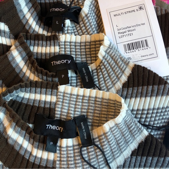 Theory Mix Stripe Mock Neck Wool Tank - Picture 10 of 11